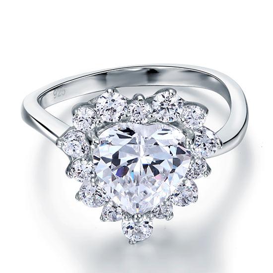 2.5 Carat Heart Cut 925 Sterling Silver Wedding Promise Engagement Ring XFR8106