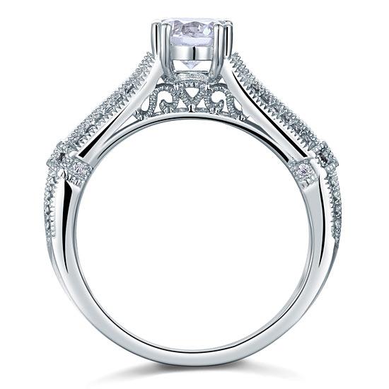 Vintage Style 1 Carat Created Diamond Solid 925 Sterling Silver Bridal Wedding E