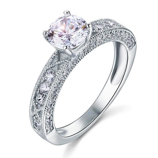 Vintage Style 1.25 Carat Created Diamond Solid 925 Sterling Silver Bridal Weddin