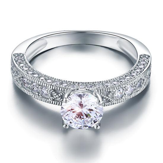 Vintage Style 1.25 Carat Created Diamond Solid 925 Sterling Silver Bridal Weddin