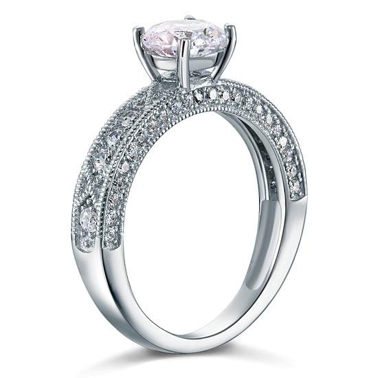 Vintage Style 1.25 Carat Created Diamond Solid 925 Sterling Silver Bridal Weddin