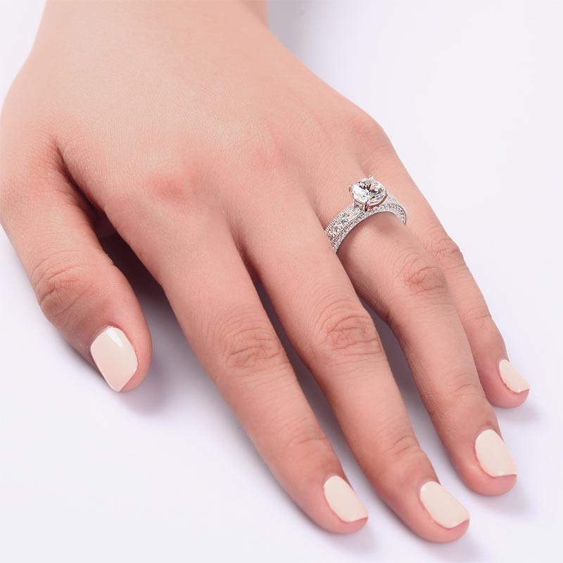Vintage Style 1.25 Carat Created Diamond Solid 925 Sterling Silver Bridal Weddin