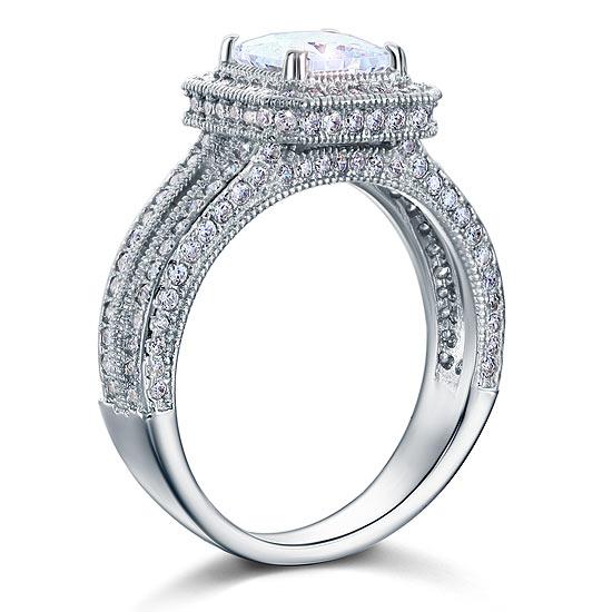 Vintage Style 1.5 Carat Created Diamond Solid 925 Sterling Silver Bridal Wedding