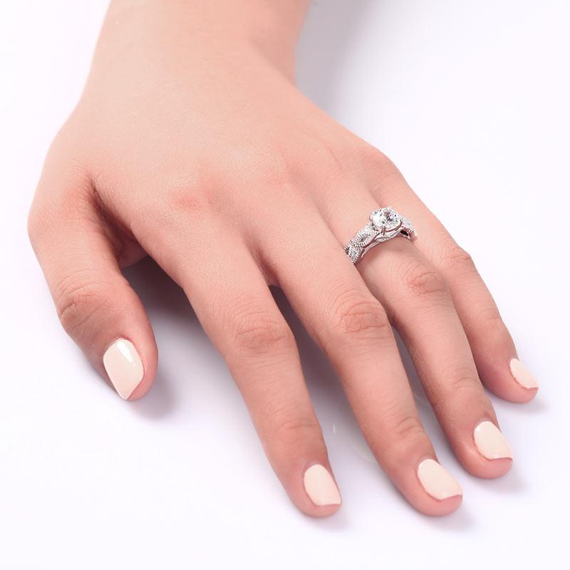 Vintage Style 1 Ct Solid 925 Sterling Silver Bridal Wedding Engagement Ring XFR8