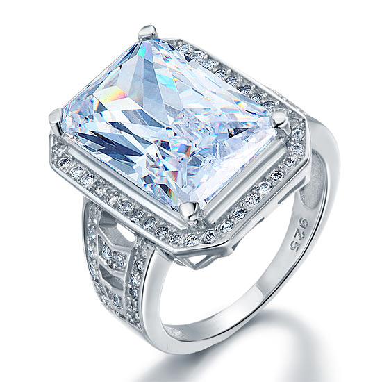 Radiant Cut Created Diamond 925 Sterling Silver Ring XFR8116