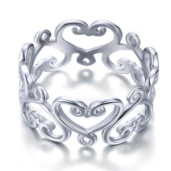 925 Sterling Silver Heart Ring Band Wedding Band Jewelry XFR8139