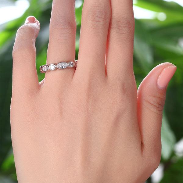 Marquise Solid 925 Sterling Silver Ring Eternity Band Wedding Jewelry XFR8140