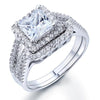 Load image into Gallery viewer, 1.5 Carat Princess Created Diamond Solid 925 Sterling Silver Wedding Promise Eng