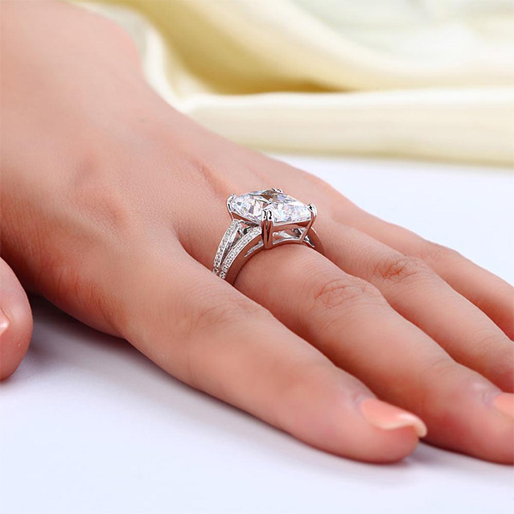 Solid 925 Sterling Silver Luxury Ring Anniversary 6 Carat Created Diamante XFR81