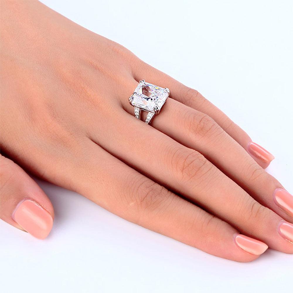 Solid 925 Sterling Silver Luxury Ring Anniversary 6 Carat Created Diamante XFR81