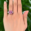 Load image into Gallery viewer, Solid 925 Sterling Silver Three-Stone Luxury Ring 8 Carat Fancy Pink Created Dia