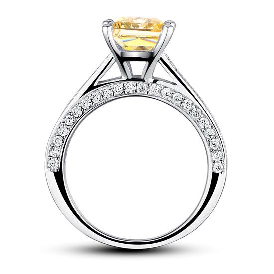 1.5 Carat Princess Cut Yellow Canary Created Diamond 925 Sterling Silver Wedding