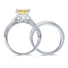 Load image into Gallery viewer, 1.5 Ct Princess Cut Yellow Canary Solid 925 Sterling Silver 2-Pcs Wedding Ring S