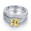 Load image into Gallery viewer, 1.5 Ct Princess Cut Yellow Canary Solid 925 Sterling Silver 2-Pcs Wedding Ring S