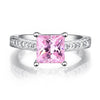 Load image into Gallery viewer, 1.5 Carat Princess Cut Fancy Pink Created Diamond 925 Sterling Silver Wedding En