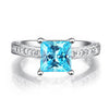 Load image into Gallery viewer, 1.5 Carat Princess Cut Fancy Blue Created Diamond 925 Sterling Silver Wedding En
