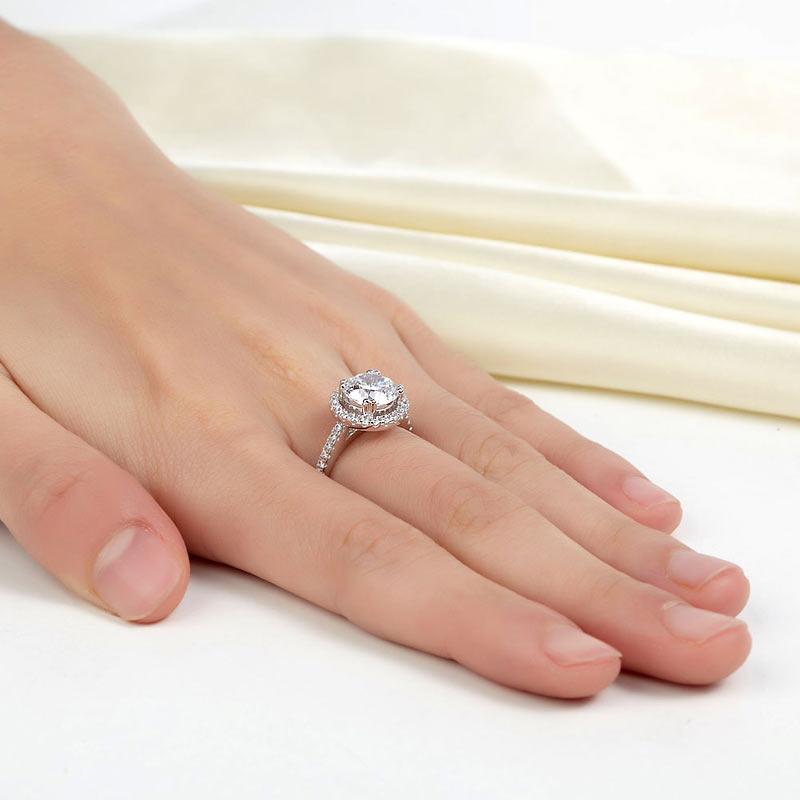 925 Sterling Silver Wedding Engagement Halo Ring 2 Carat Created Diamond XFR8199