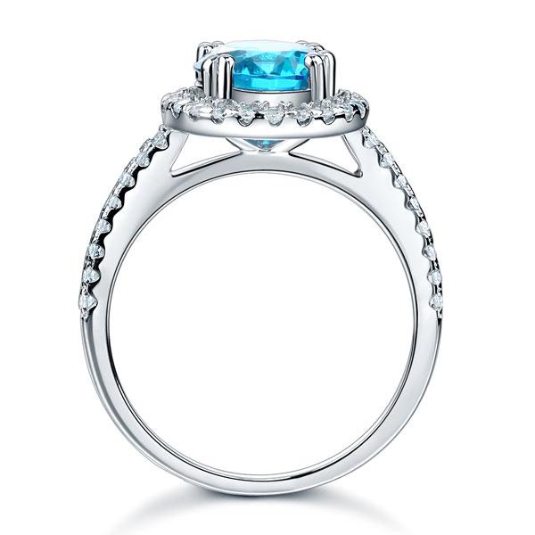925 Sterling Silver Wedding Engagement Halo Ring 2 Carat Fancy Blue Created Diam