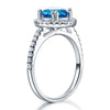 Load image into Gallery viewer, 925 Sterling Silver Wedding Engagement Halo Ring 2 Carat Fancy Blue Created Diam