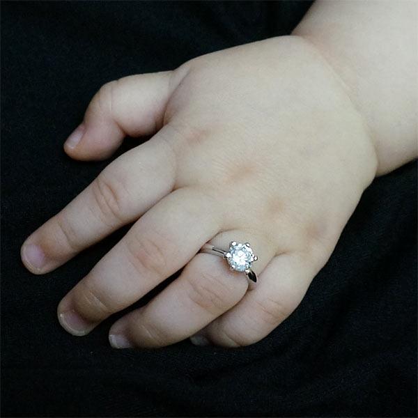 Newborn Baby 925 Sterling Silver Ring Created Diamond Photo Prop XFR8206