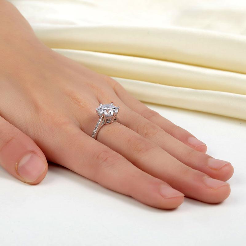 925 Sterling Silver Wedding Engagement Ring 3 Carat Created Diamond Jewelry XFR8