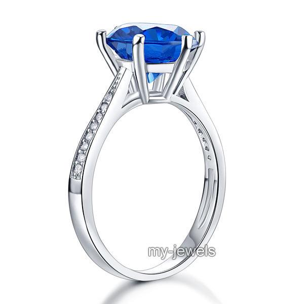 925 Sterling Silver Wedding Engagement Ring 3 Carat Blue Created Diamond Jewelry