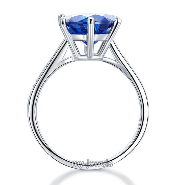925 Sterling Silver Wedding Engagement Ring 3 Carat Blue Created Diamond Jewelry