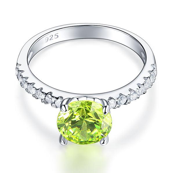 925 Sterling Silver Bridal Wedding Promise Engagement Ring 2 Carat Green Jewelry