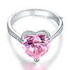 Load image into Gallery viewer, 925 Sterling Silver 3.5 Carat Heart Pink Created Diamond Bridal Engagement Ring