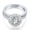 Load image into Gallery viewer, 925 Sterling Silver Wedding Halo Ring Set 2 Carat Created Diamond XFR8218