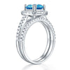 Load image into Gallery viewer, 925 Sterling Silver Wedding Engagement Halo Ring Set 2 Carat Blue Created Diamon
