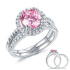 Load image into Gallery viewer, 925 Sterling Silver Wedding Engagement Halo Ring Set 2 Carat Pink Created Diamon