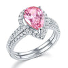 Load image into Gallery viewer, Sterling 925 Silver Bridal Wedding Engagement Ring Set 2 Carat Pear Fancy Pink C
