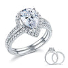 Load image into Gallery viewer, Solid Sterling 925 Silver Bridal Wedding Promise Engagement Ring Set 2 Ct Pear J