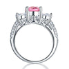 Load image into Gallery viewer, 925 Sterling Silver 3-Stone Wedding Ring 2 Carat Fancy Pink Created Diamond Jewe