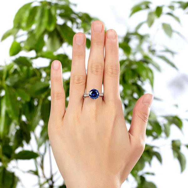 925 Sterling Silver Engagement Luxury Ring 3 Carat Blue Created Tanzanite Jewelr