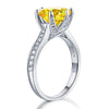 Load image into Gallery viewer, 925 Sterling Silver Bridal Engagement Luxury Ring 3 Carat Yellow Canary Created