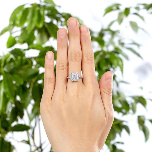 1.5 Ct Princess Created Diamond Solid 925 Sterling Silver Wedding Anniversary En
