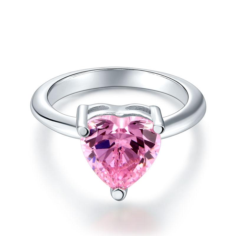 Newborn Baby 925 Sterling Silver Ring Pink Heart Created Diamond Photo Prop XFR8