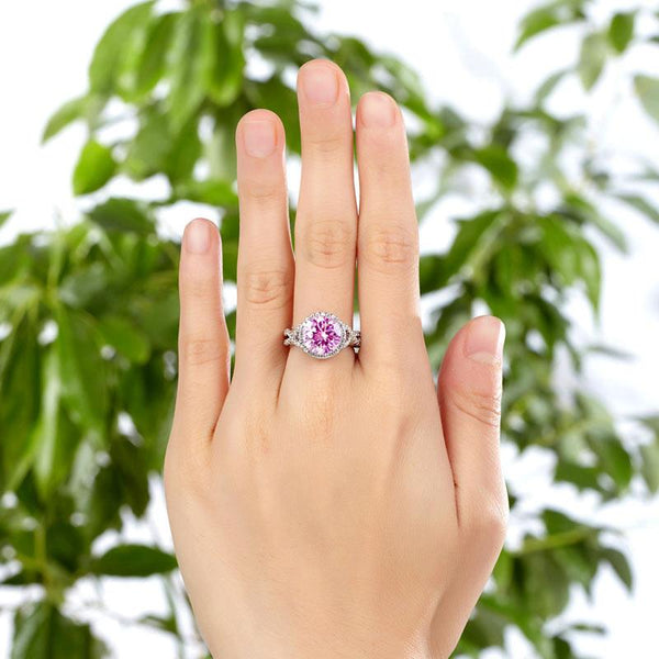 3 Carat Fancy Pink Created Diamond 925 Sterling Silver Wedding Engagement Luxury