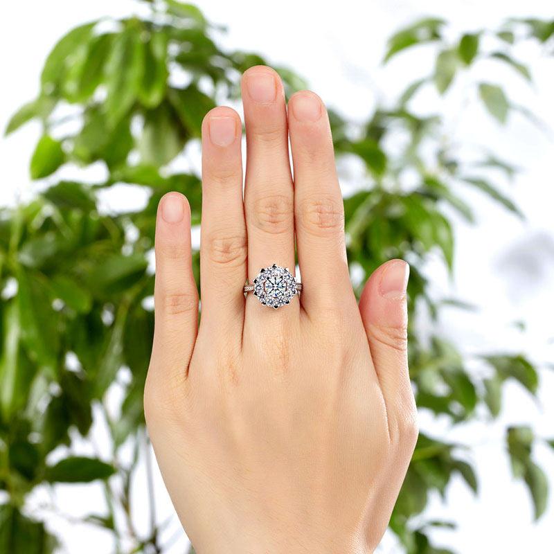 Snowflake 925 Sterling Silver Wedding Promise Anniversary Ring 1 Ct Created Diam