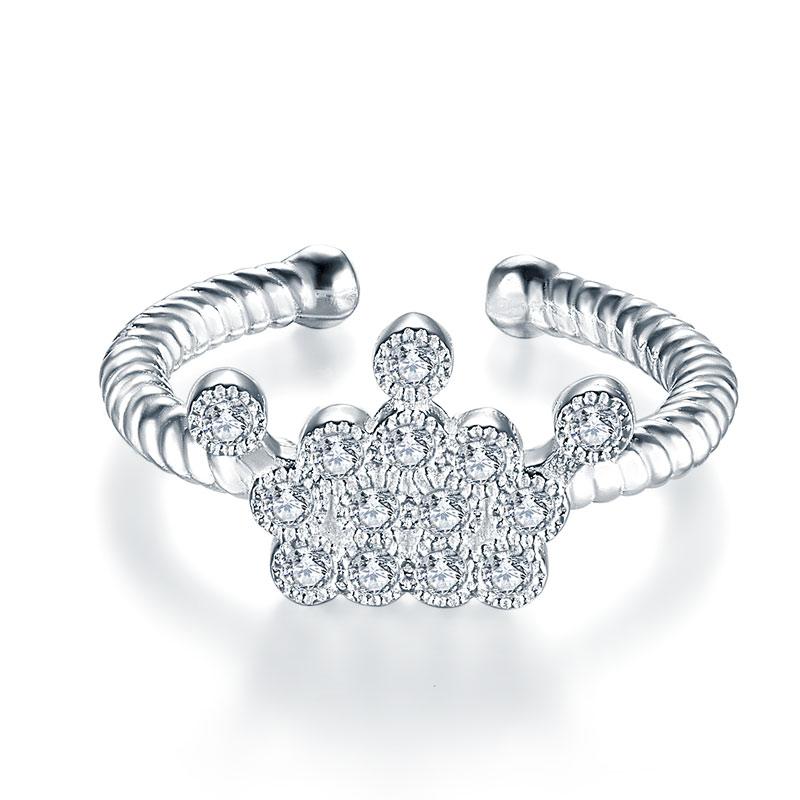 Kids Girls Princess Crown Ring Solid 925 Sterling Silver Children Jewelry Adjust