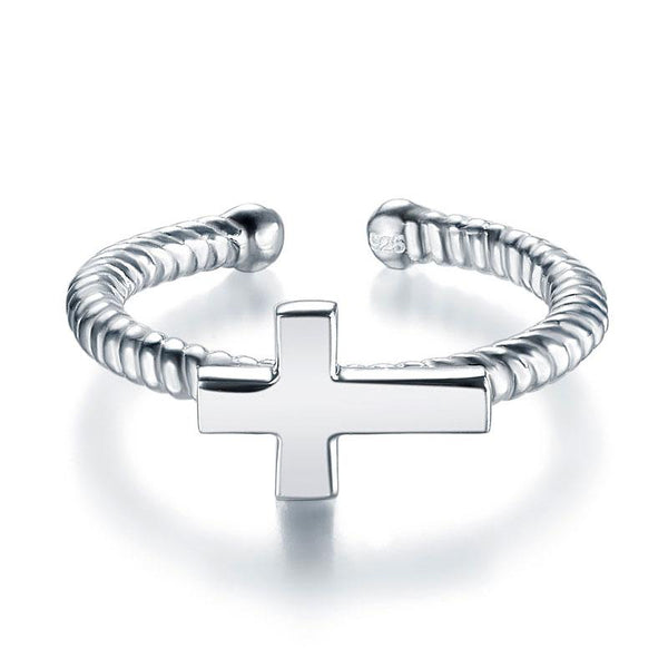 Kids Girls Cross Ring Solid 925 Sterling Silver Children Jewelry Adjustable XFR8