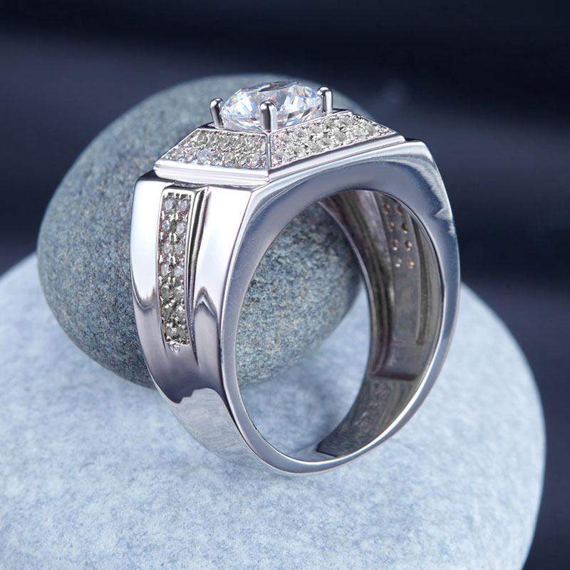 Men's Wedding Band Solid Sterling 925 Silver Ring Jewelry 1 Carat XFR8268