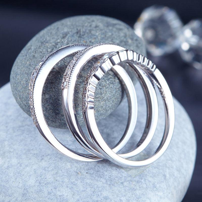 Solid 925 Sterling Silver Wedding Band Ring Set 3-Pieces Anniversary XFR8270