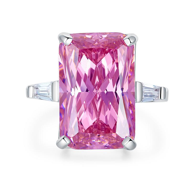 8.5 Carat Pink Created Diamante Stone Solid 925 Sterling Silver Ring Party Luxur