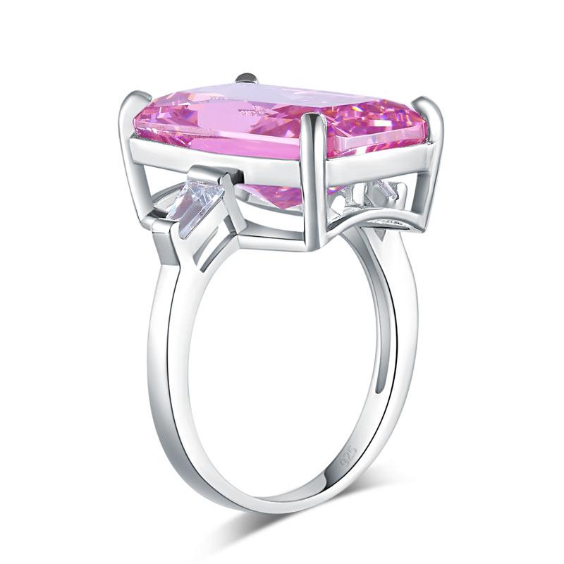 8.5 Carat Pink Created Diamante Stone Solid 925 Sterling Silver Ring Party Luxur