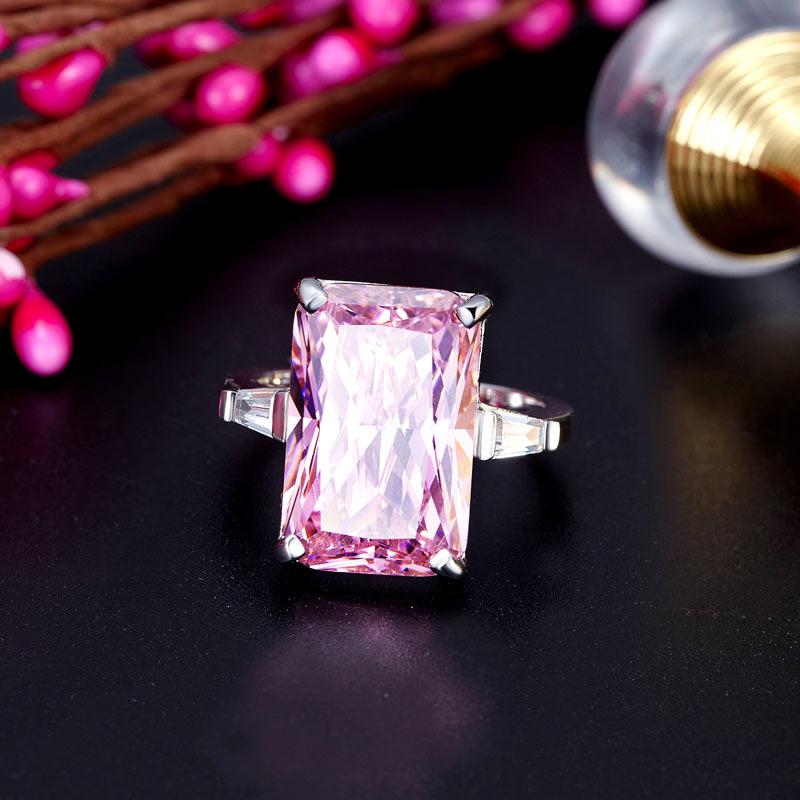 8.5 Carat Pink Created Diamante Stone Solid 925 Sterling Silver Ring Party Luxur