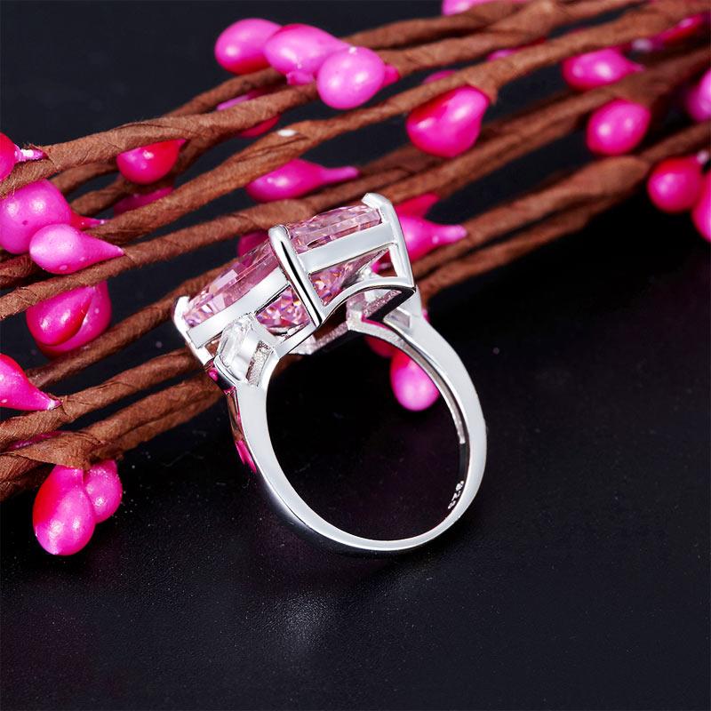8.5 Carat Pink Created Diamante Stone Solid 925 Sterling Silver Ring Party Luxur