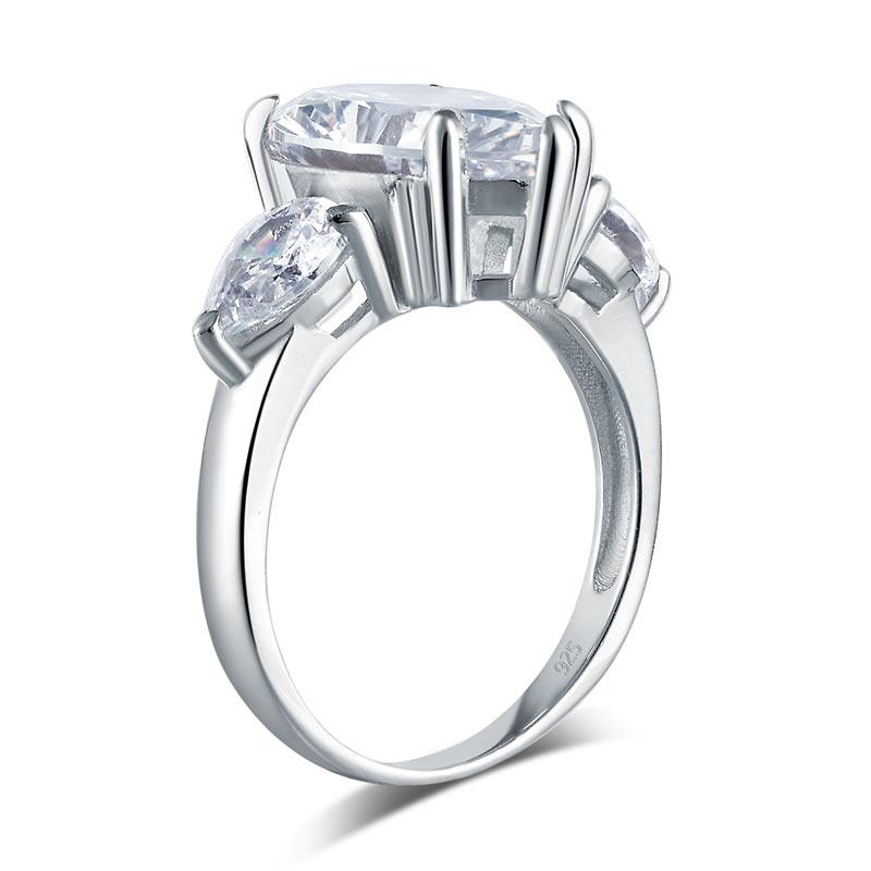 Pear Cut 4 Carat Solid 925 Sterling Silver Ring Three-Stone Pageant Luxury Jewel